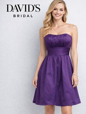 David’s Bridal Strapless Ruched Short Dress
